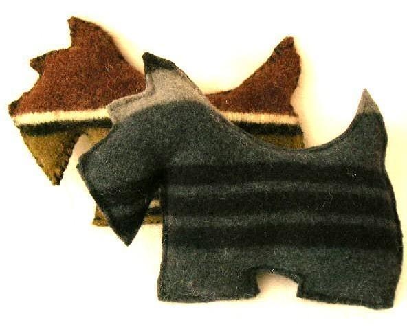 Recycled wool sweater Scottie dog pillow