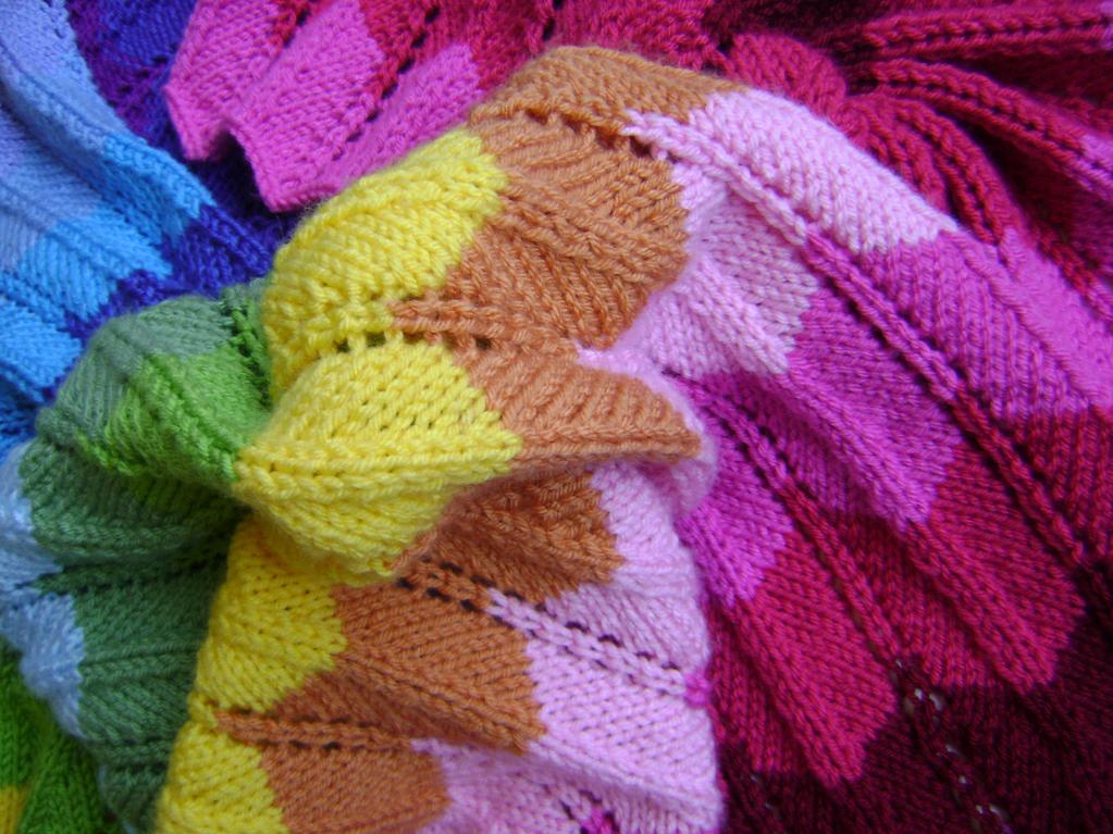 Knitting in technicolor chevron blanket