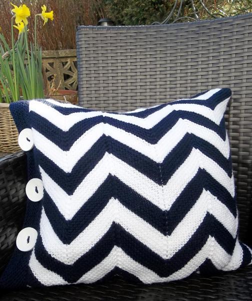 Knitted chevron pillow