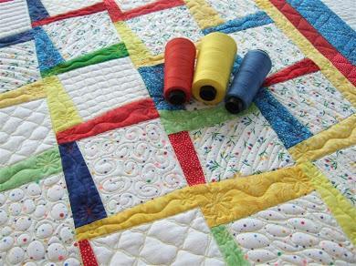 Primary Colors Baby Quilt with Filler Designs