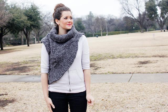 Katniss cowl sewing pattern made from an upcycled sweater