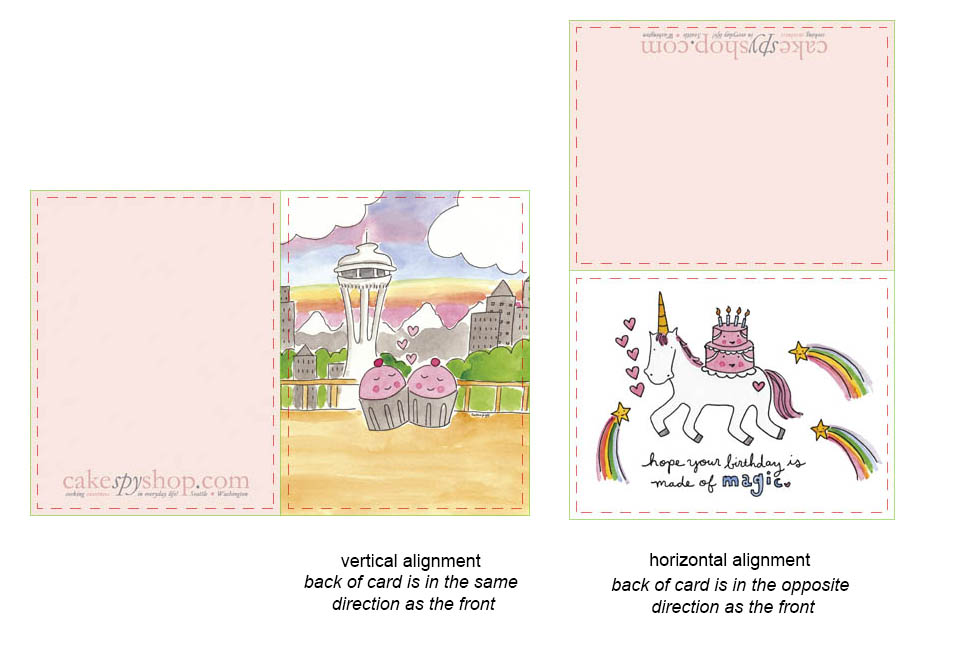 The alignment of the back will differ depending on whether your card is vertical or horizontal