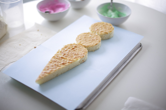 Adding more scoops to your ice cream cake!