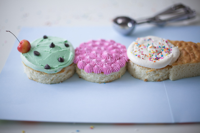 Close-up shot of an adorable ice cream cone cake