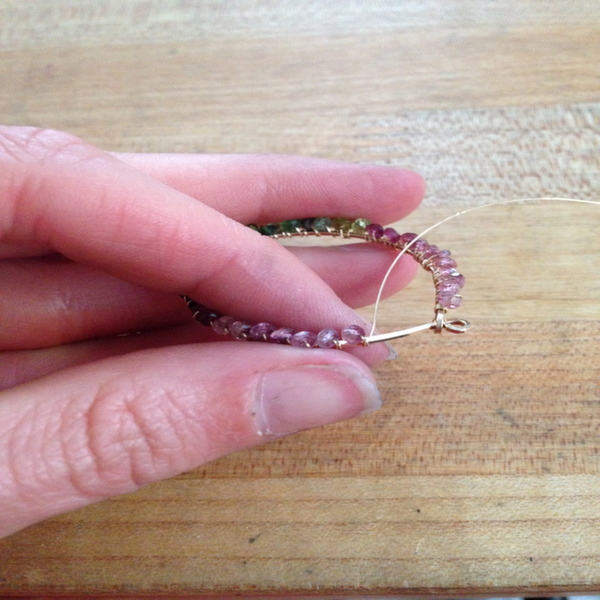 Wrapping Hoop Earrings With Rondell Beads
