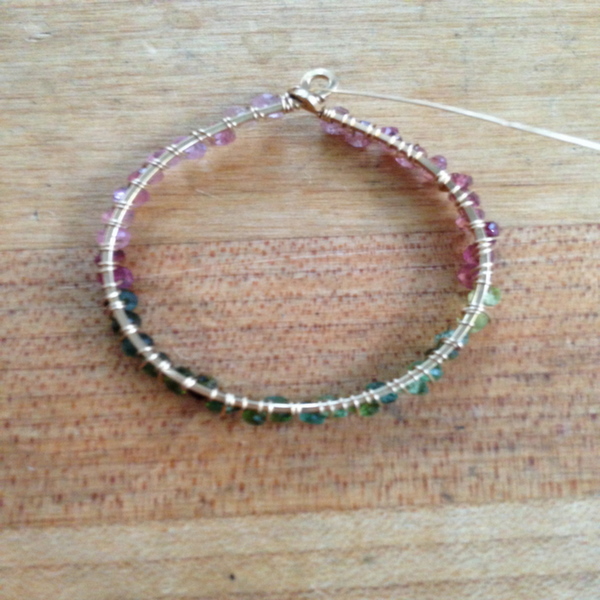 Hoop Earring Wrapped With Rondelles