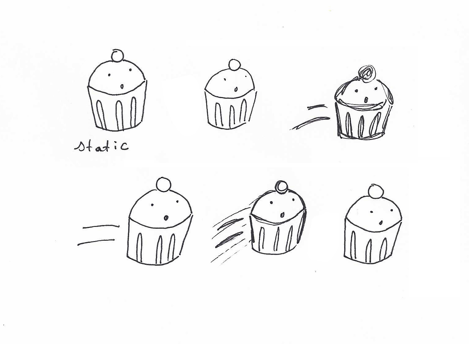 cupcakes drawing with movement