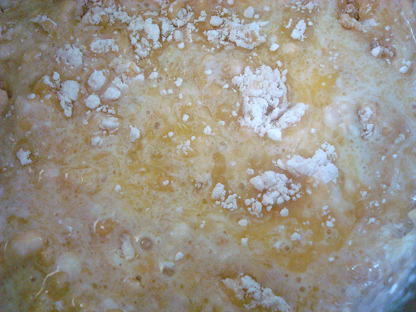 Mixing together the batter