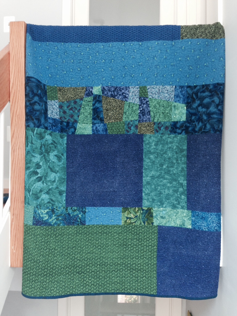 Quilt Back with Composition in Blues