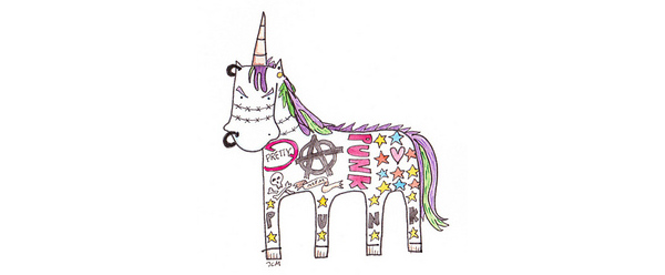 Combine unlikely things for creative fun like this punk unicorn