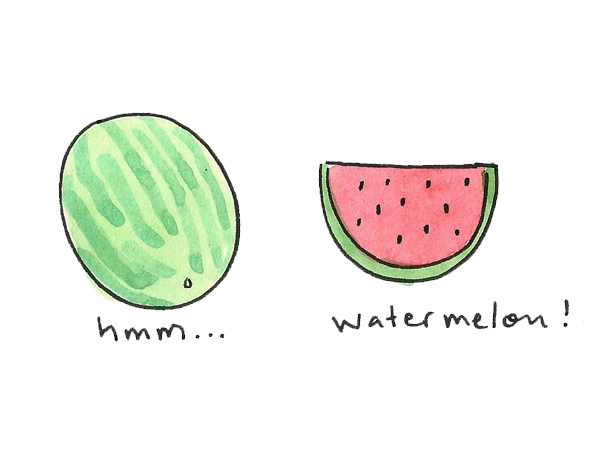 A slice is more recognizable than a whole watermelon