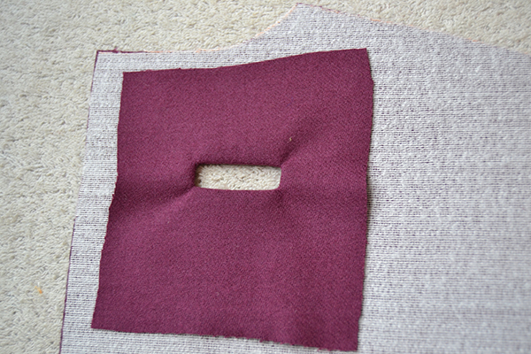 press open the patch of the bound buttonhole