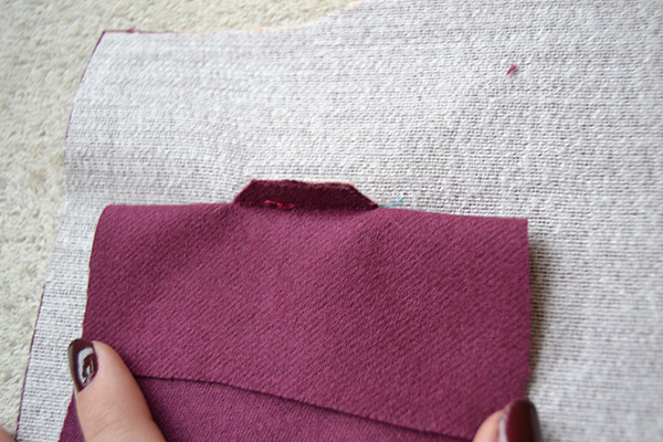 fold the patch to create the first lip of the bound buttonhole
