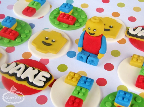 Lego blocks cupcake toppers