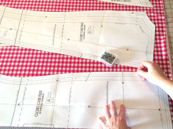 pin the pattern to the fabric