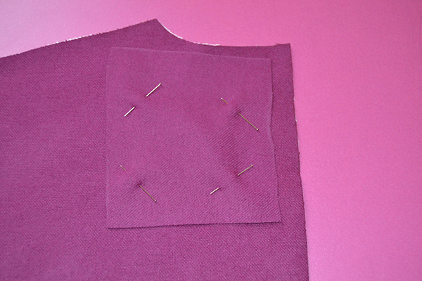 pin the patch over the bound buttonhole box