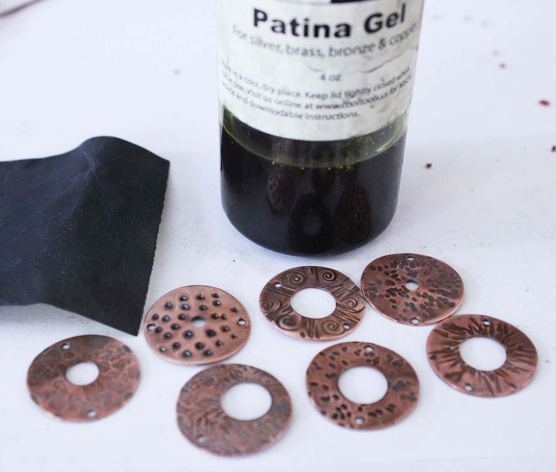 Use Patina to bring out the textures and lightly sand the washers