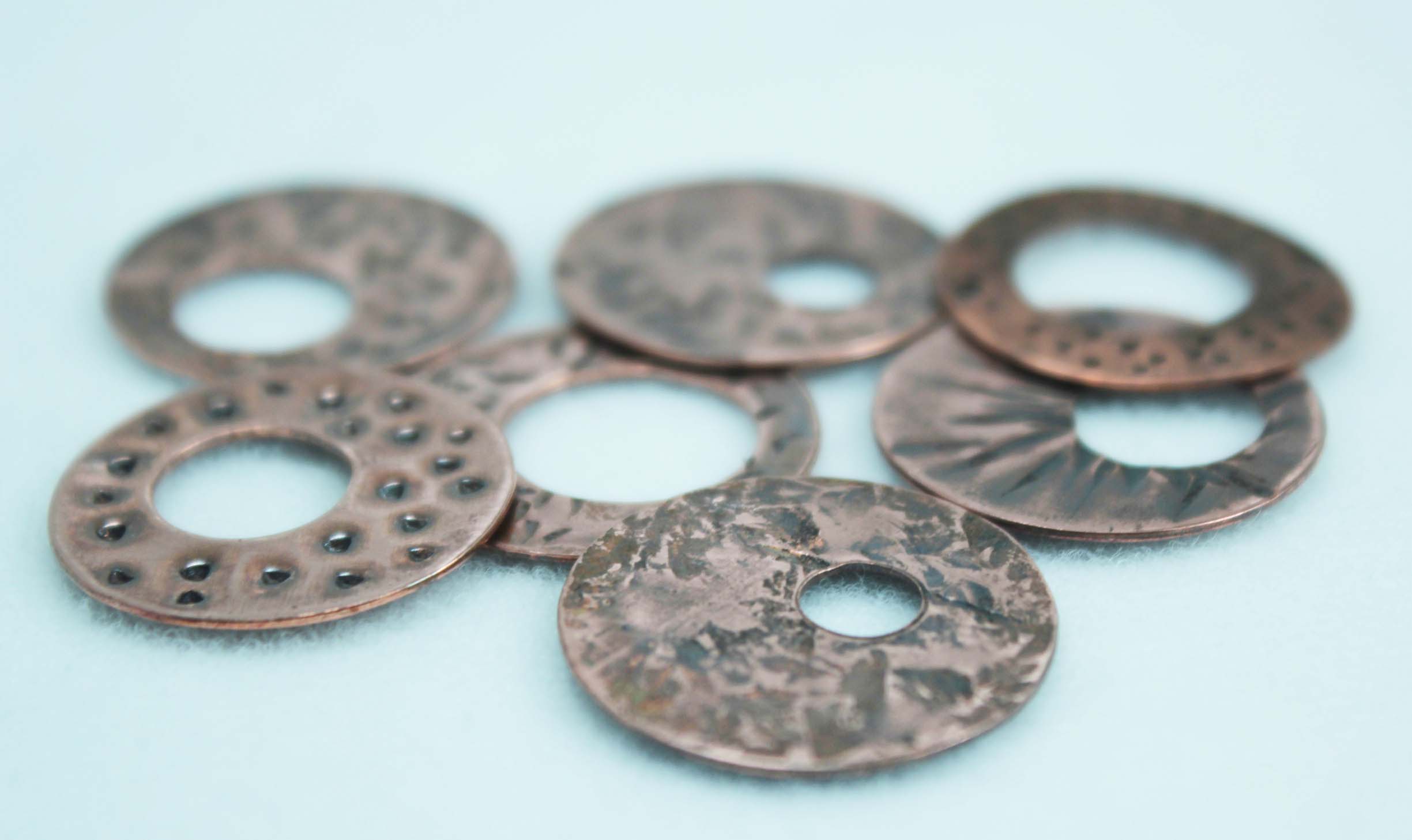 Selection of textured copper discs