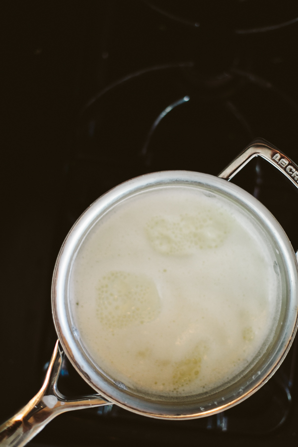 Boiling the milk, cream and sugar