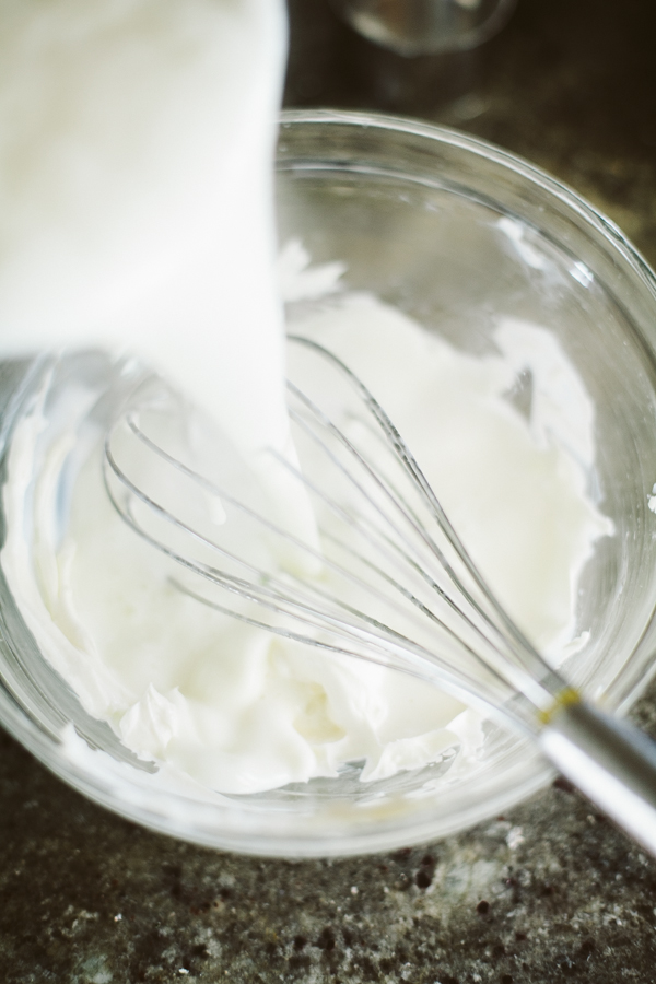 Whisking into the cream cheese