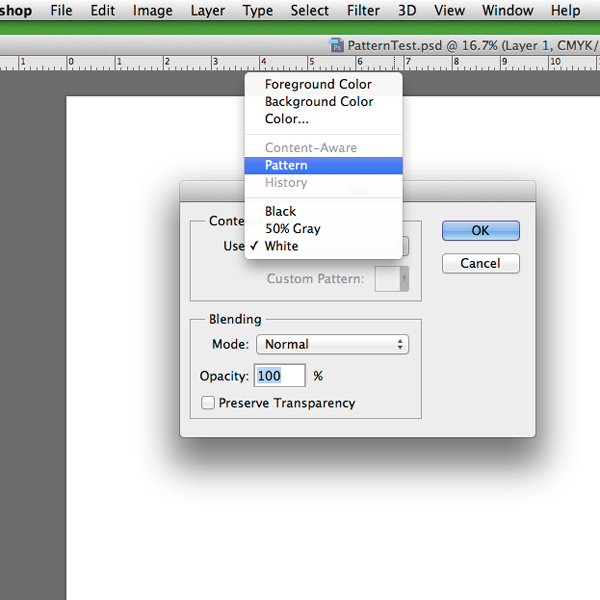 The fill dialog box - Step A