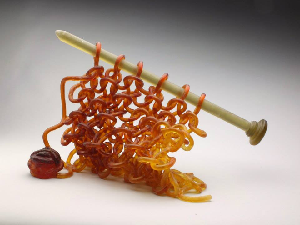 Strike a Balance knitted glass by Carol Milne