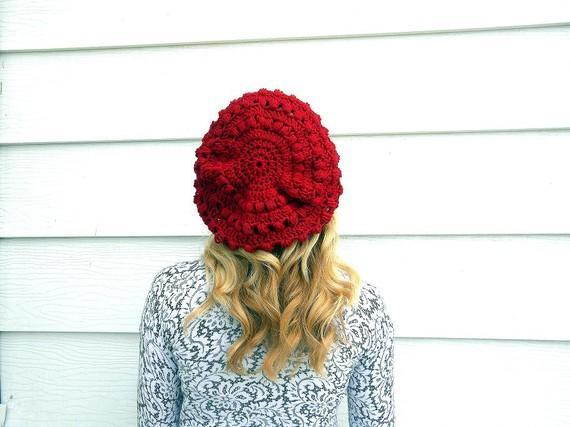 Popcorn Slouch Beret crochet pattern