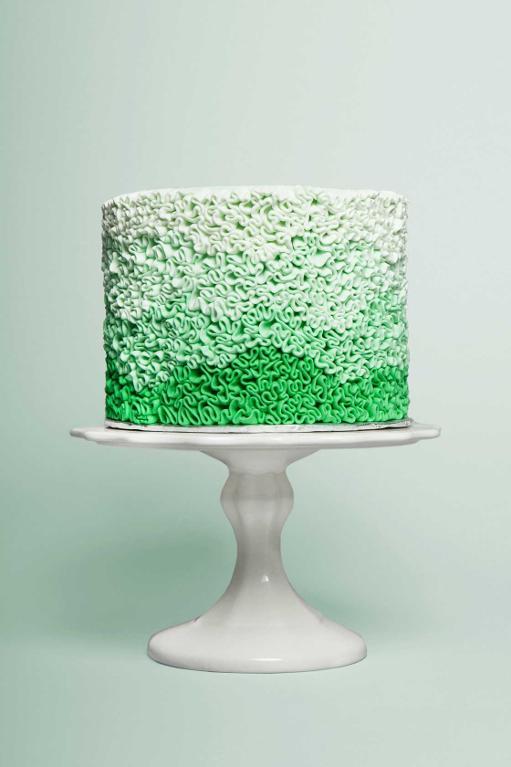 Waves of Green Ombre Buttercream Cake