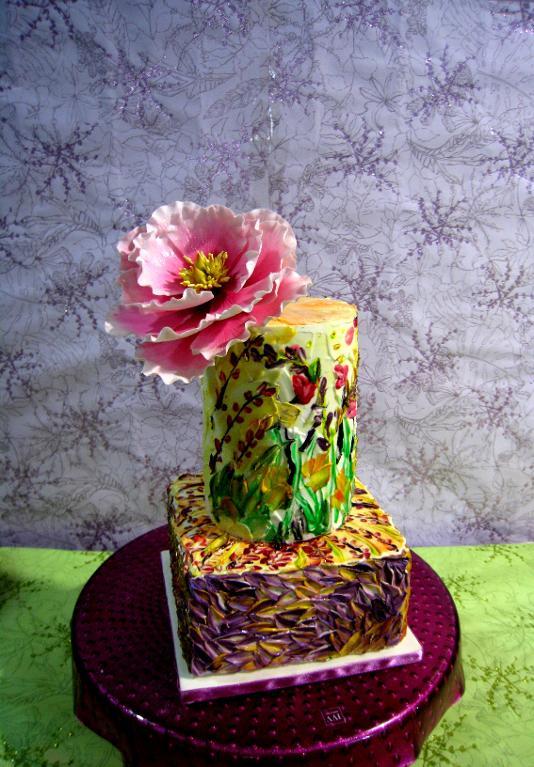 Palette knife cake with flower