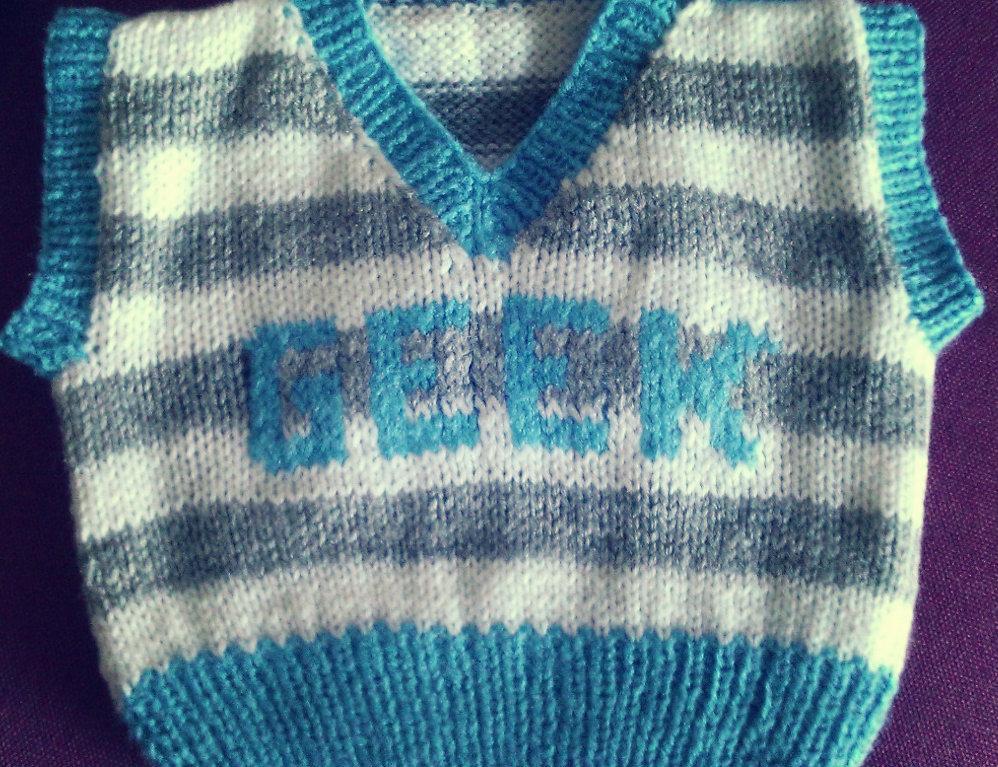Geek baby sweater vest knitting pattern