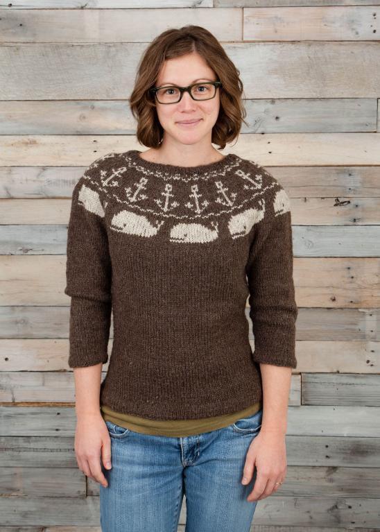 Whale of a Sea Life custom yoke knitted sweater