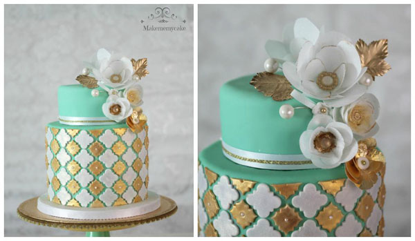 Beautiful Mint + Gold Cake on Bluprint!