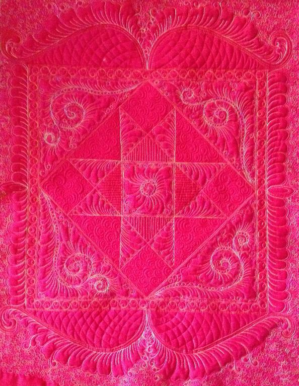 Pink whole cloth quilt