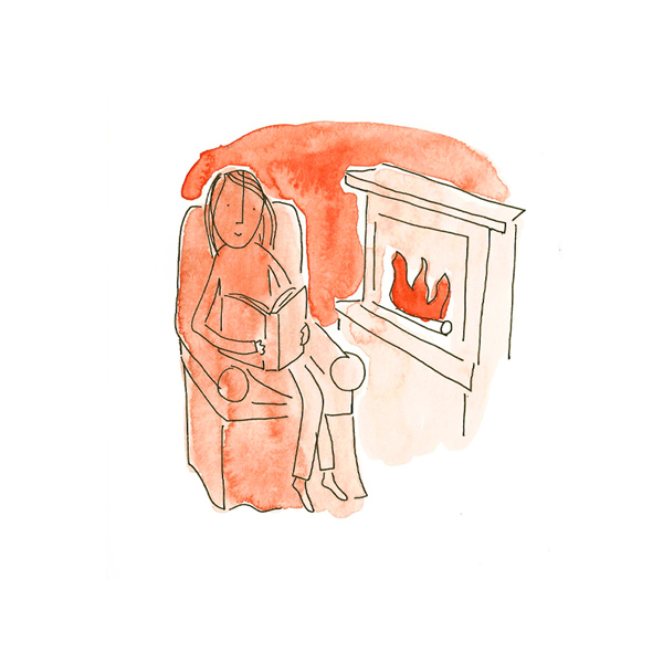 Cozy fire scene using orange