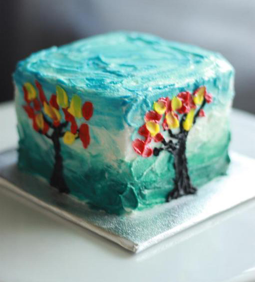 Tree cake with palette knife