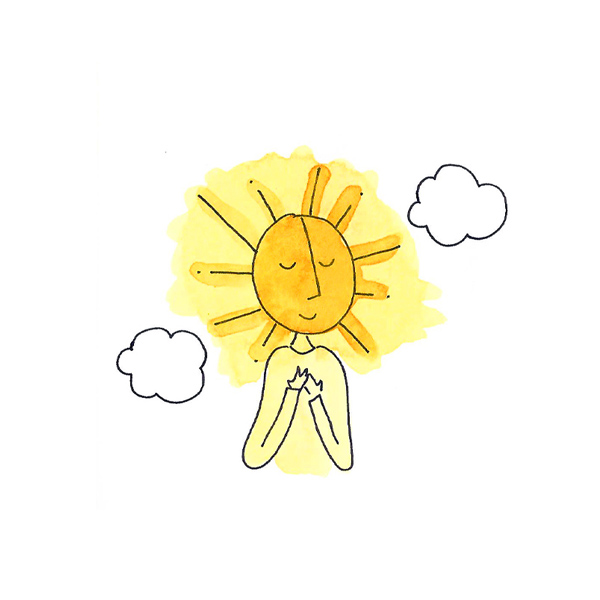 Bright sun illustration — Sunny is happy