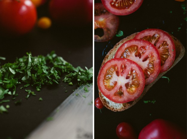 Tomato toast with basil butter