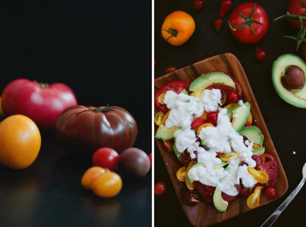 Tomato and avocado with blue cheese dressing