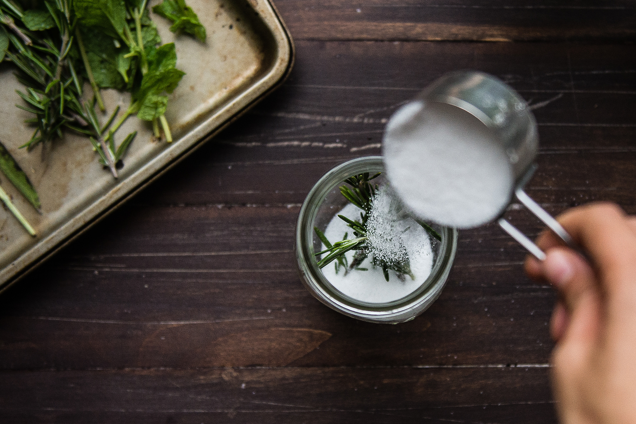 Making herb flavored sugar on Bluprint