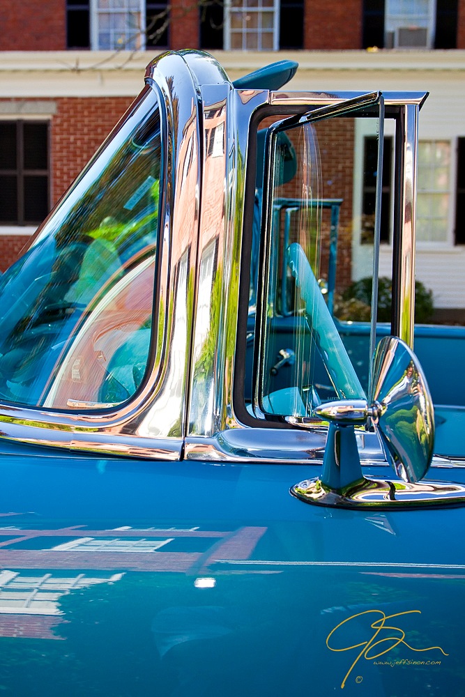 A beautiful sky blue 57 Chevy Convertible 