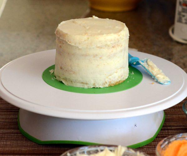 A Crumb-Coated Cake, ready for frosting