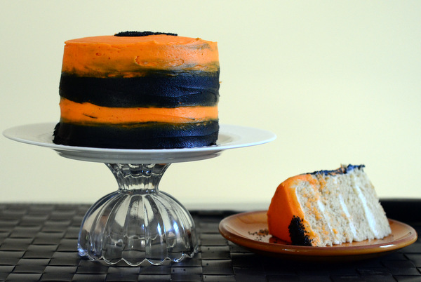 Beautiful Black and Orange Striped Halloween Cake