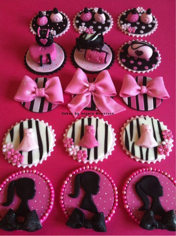 Girly, barbie-themed fondant embellishments