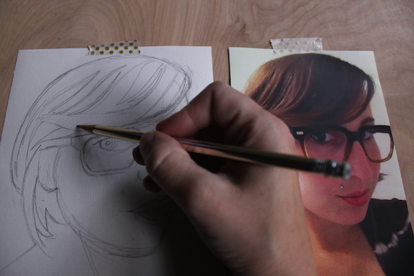 Drawing an outline of hair