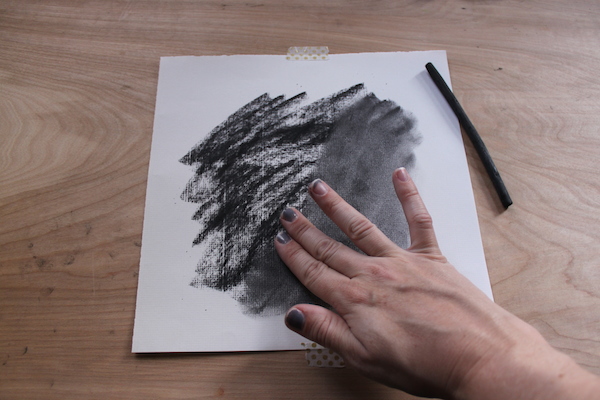 Blending charcoal drawing