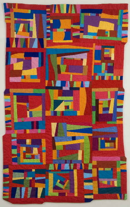 Crazy improvisational quilt in all colors