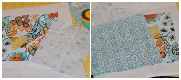 Placing fabric on top of block
