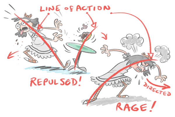 Line of action to emphasize emotion