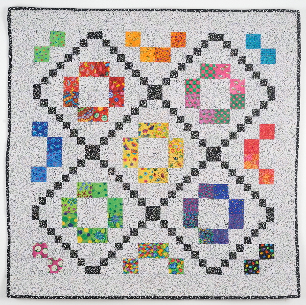 Rainbow Quilt with Black and White Blocks