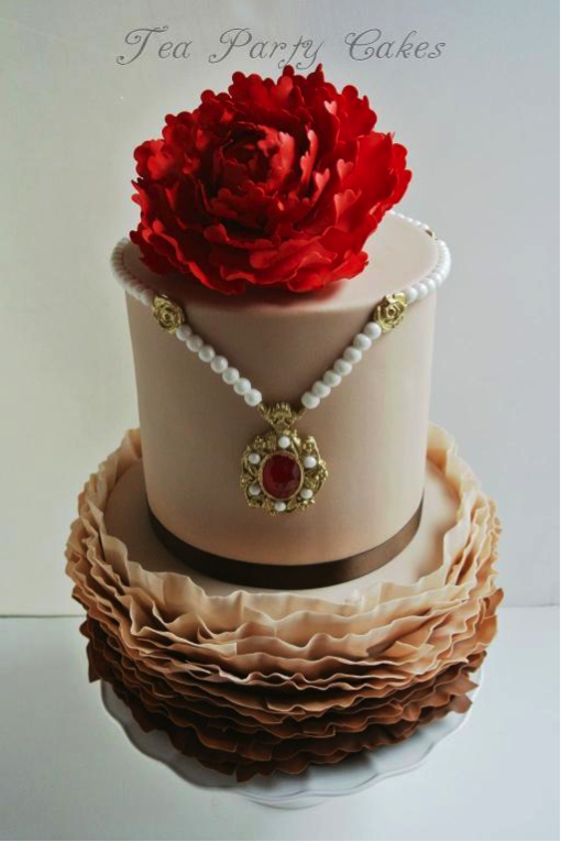 Tea part cake featuring ruby necklace